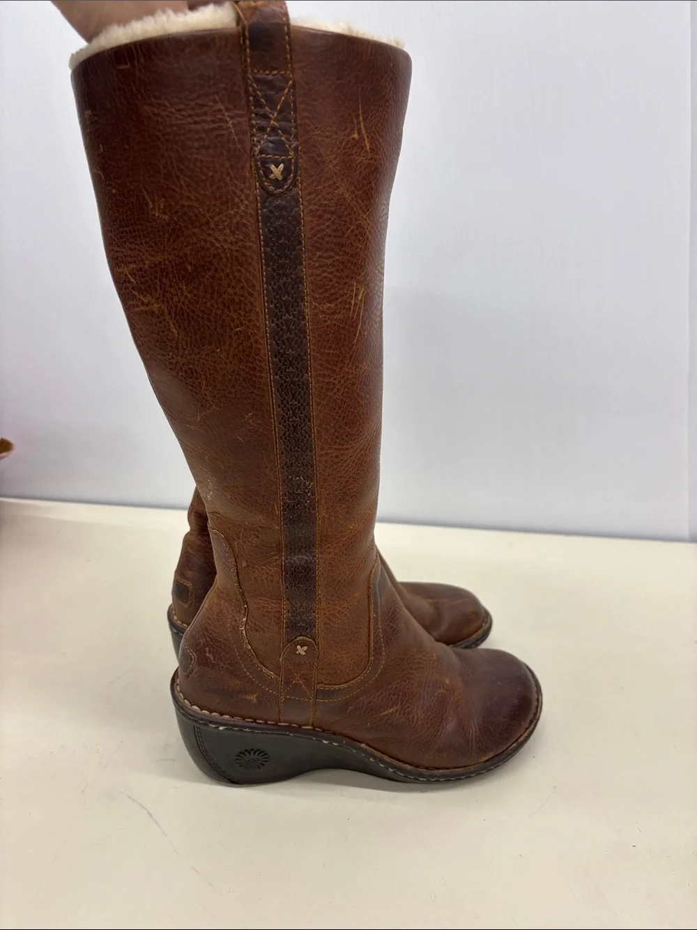 UGG Hartley Leather Wedge Boots